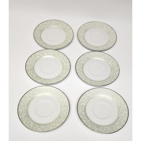 JCPenney Chris Madden Chambour Green White Silver Cup & Saucer/ Platter - Picture 6 of 11